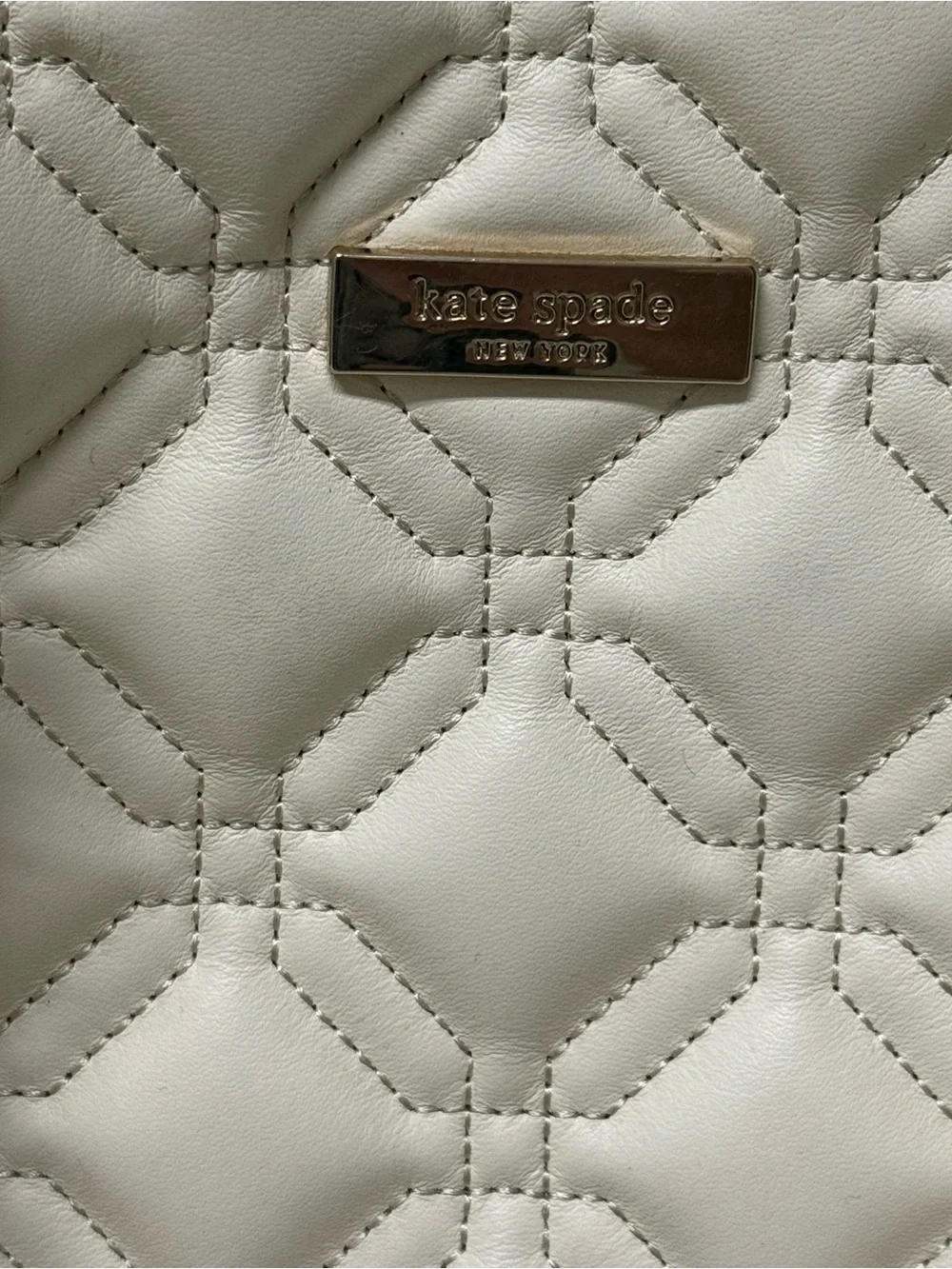 kate spade White Quilted Astor Court Satchel with Chain Handles
